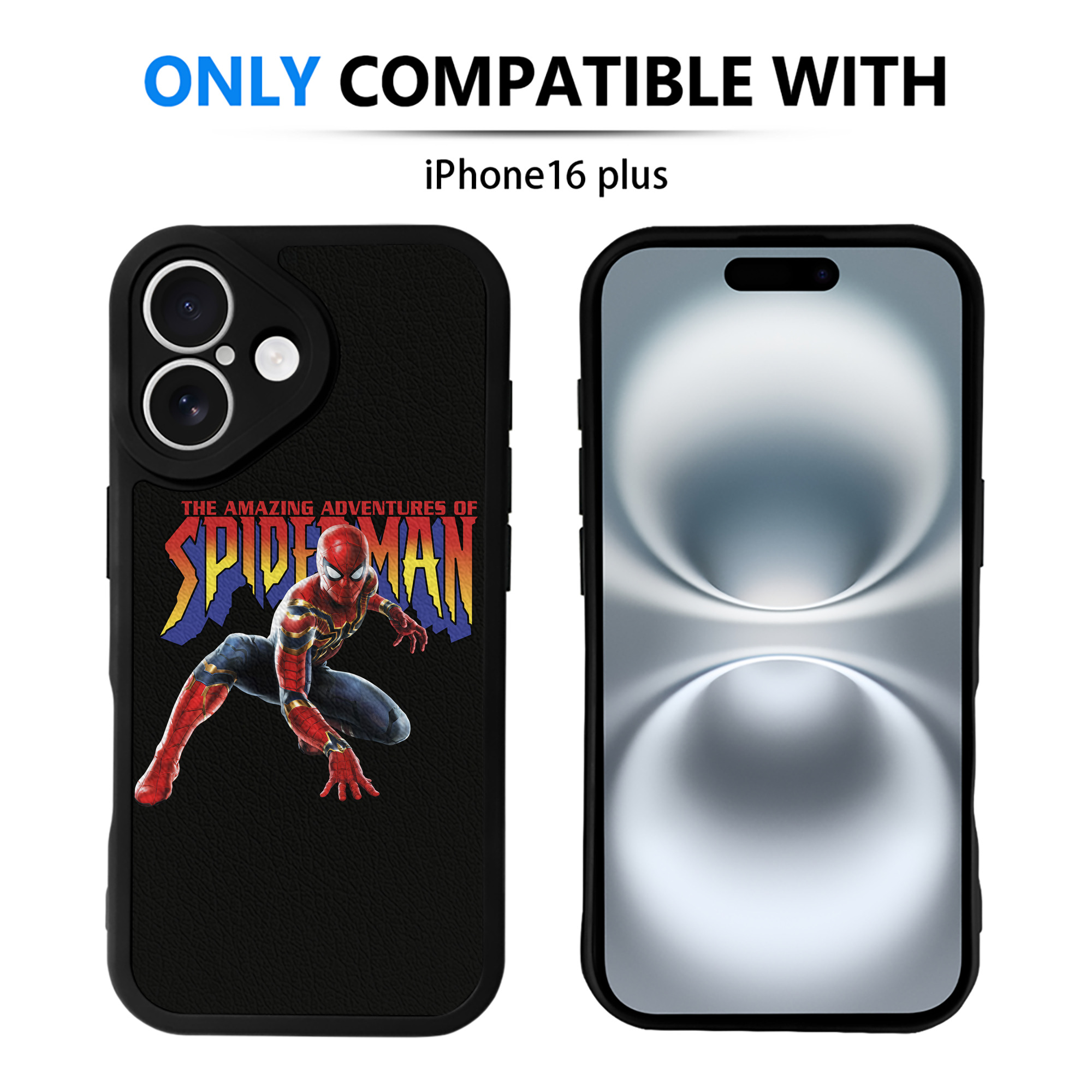 （画像用） Spider Man スパイダーマン 【iPhone 16シリーズ対応】シリコンスマホケース（レザー調） 材質：シリコン